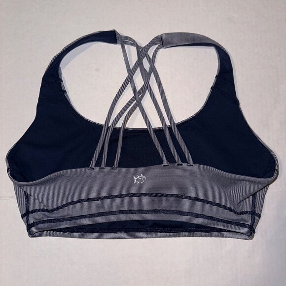Southern Marsh Navy Blue Striped Criss Cross Back Strap Swim Bra‎ Womens Medium - Picture 4 of 6